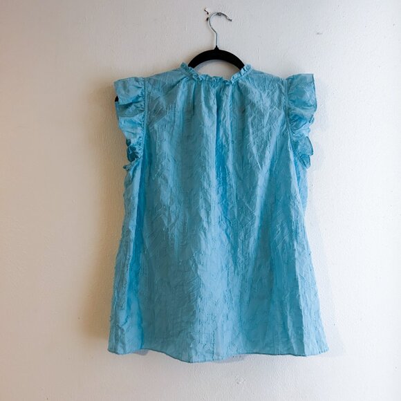 RAMY Brook New York Wendy Ruffle Top in SKY Blue SZ S - Picture 4 of 10